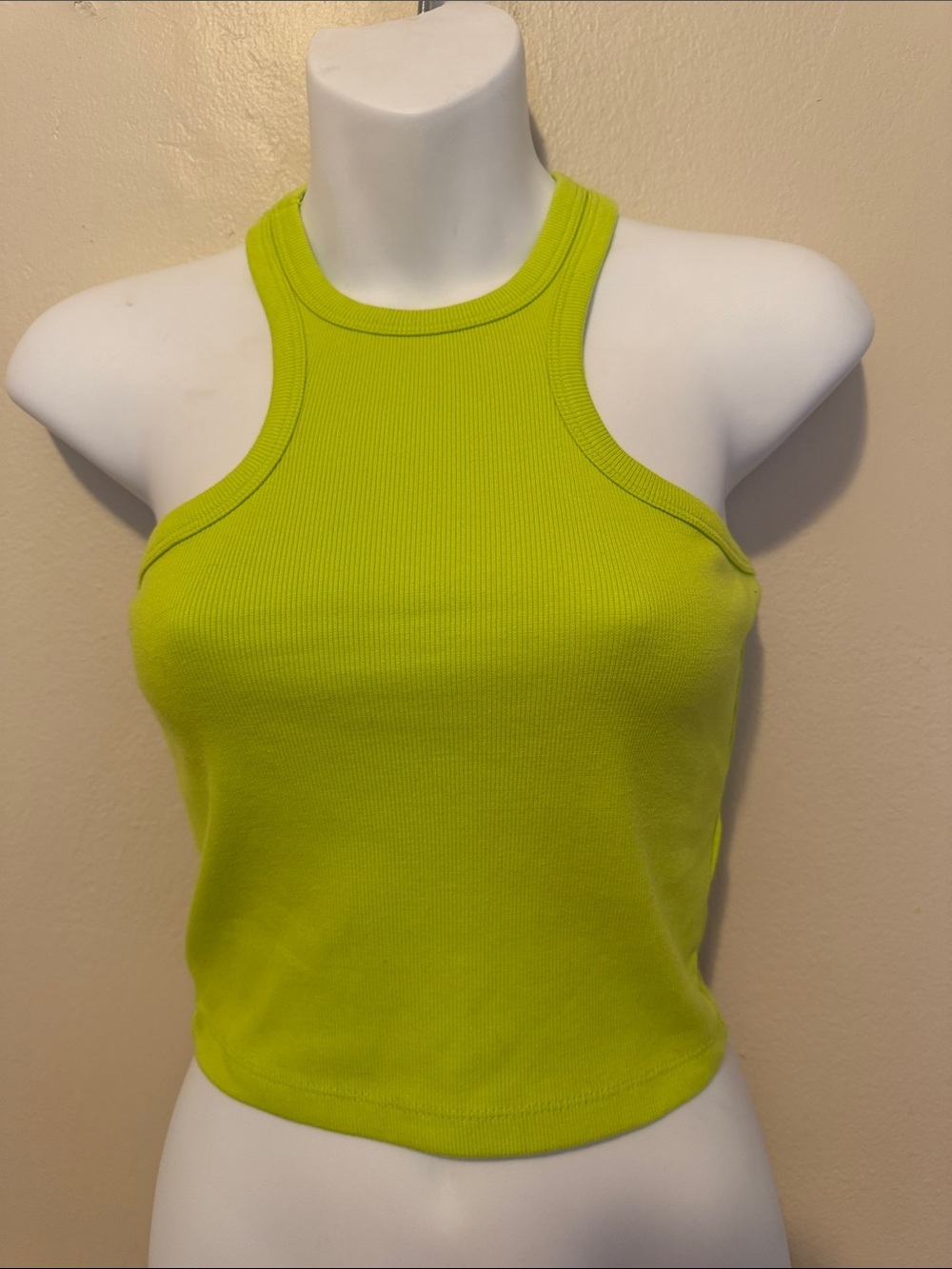 Zara Ribbed Racerback Crop Tank - Neon Green